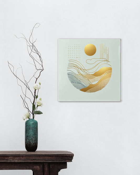 Golden Serenity: Minimalistic Modern Abstract Art