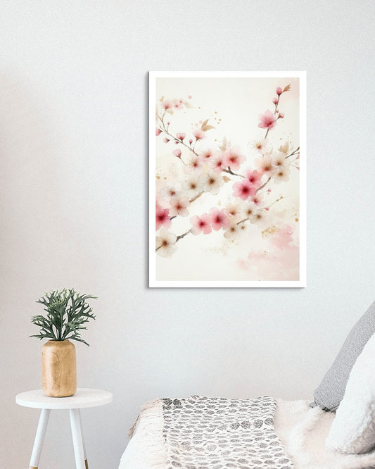 Aurulent Nalin Blossom - Modern Japanese Watercolor Art