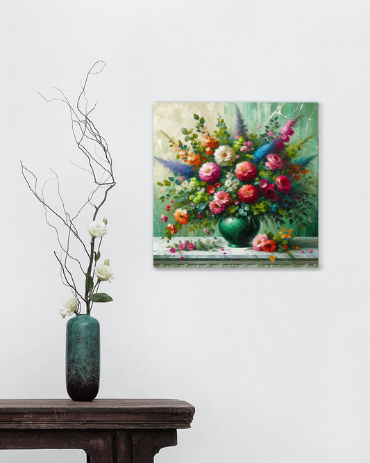 Vibrant Pralekh Floral Oilpainting: Luminous Colors and Textured Brushstrokes