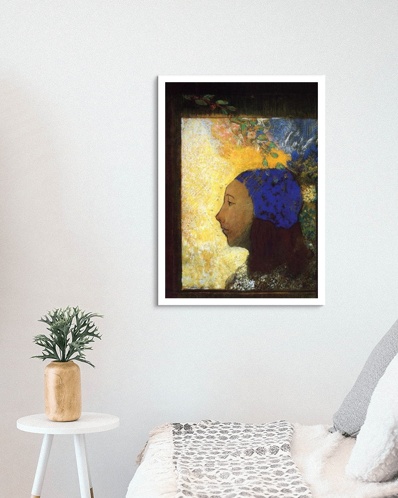 Young Girl in a Blue Bonnet by Odilon Redon Symbolism Art