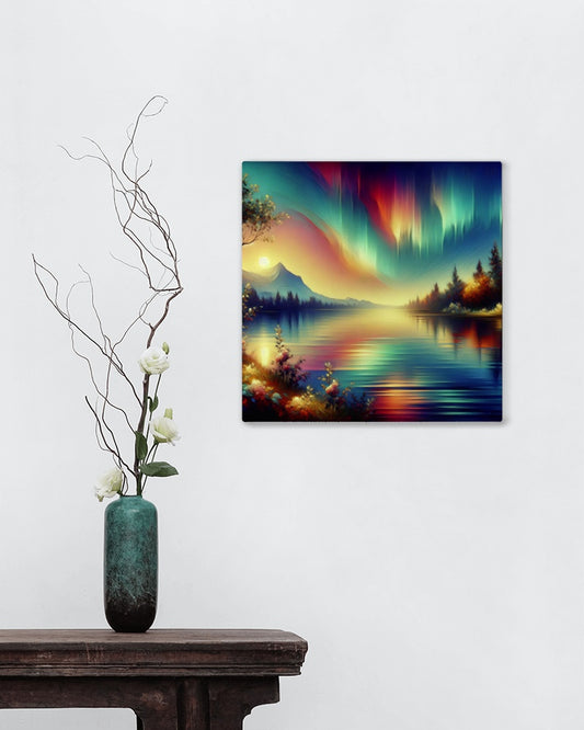 Seraphic Vistas: Ethereal Auroral Landscape Oilpainting Art