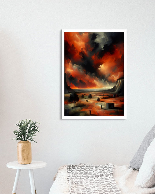 Aurora Nigrumque Vastum - Expansive and Mysterious Landscape Oil Painting