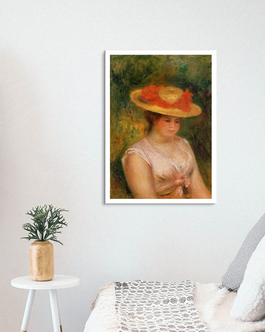 Young Woman in a Straw Hat by Pierre-Auguste Renoir Impressionism Art dated 1901