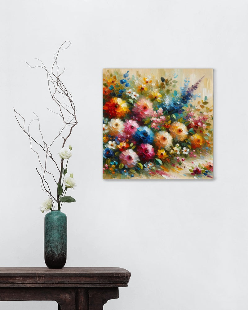 Vividus Floralia Oilpainting: Luminous Spectrum Blossoms