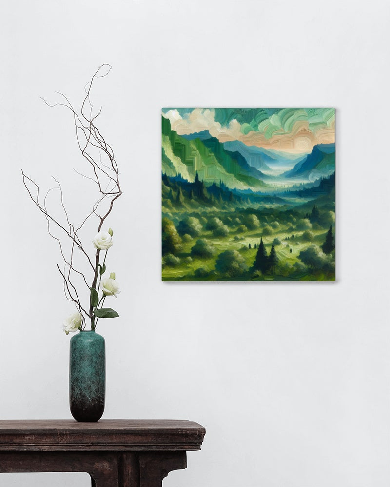 Verdantia Serenitatis: Exquisite Green Marble Landscape Oilpainting