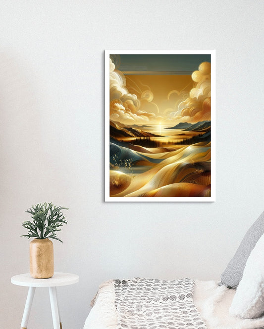 Aureum Vistarama: Luminous Serene Landscape Oilpainting Art