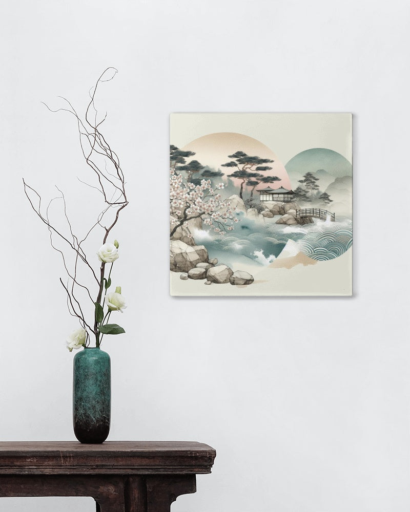 Serenum Natura Japanese Art: A Modern Watercolor of Sandstone Textures