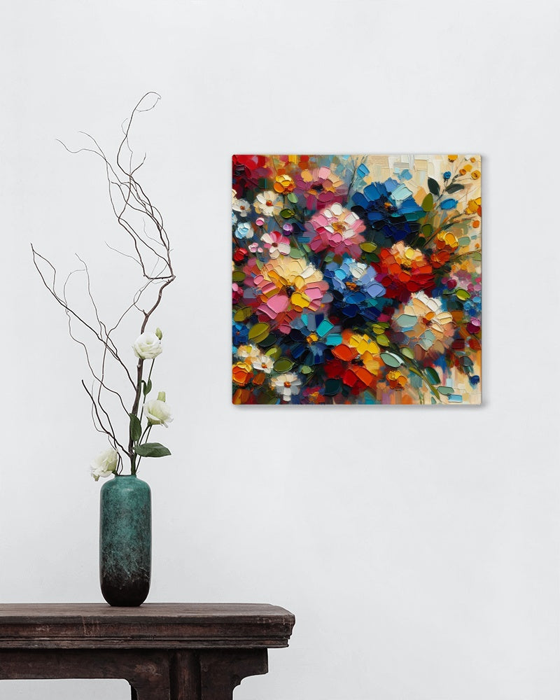 Vibrant Prasanna Blossomus: Modern Floral Oil Painting