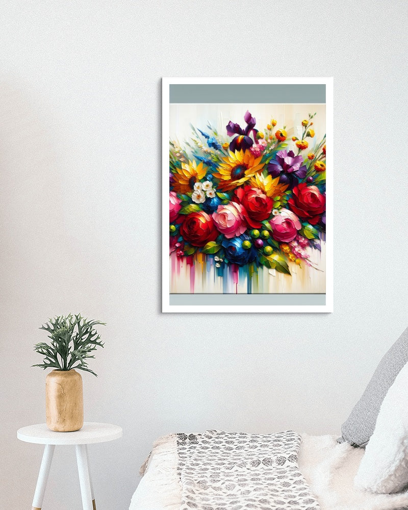 Vibrant Amara Blossomus: Modern Floral Oil Painting