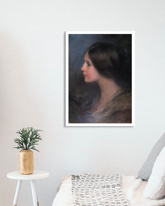 Girl in profile by Joan Brull Art Nouveau (Modern) Art