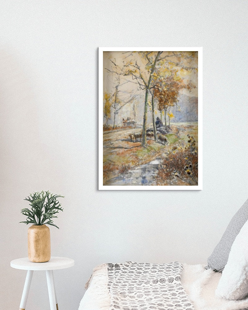 Autumn avenue by Hugo M&#252;hlig Impressionism Art