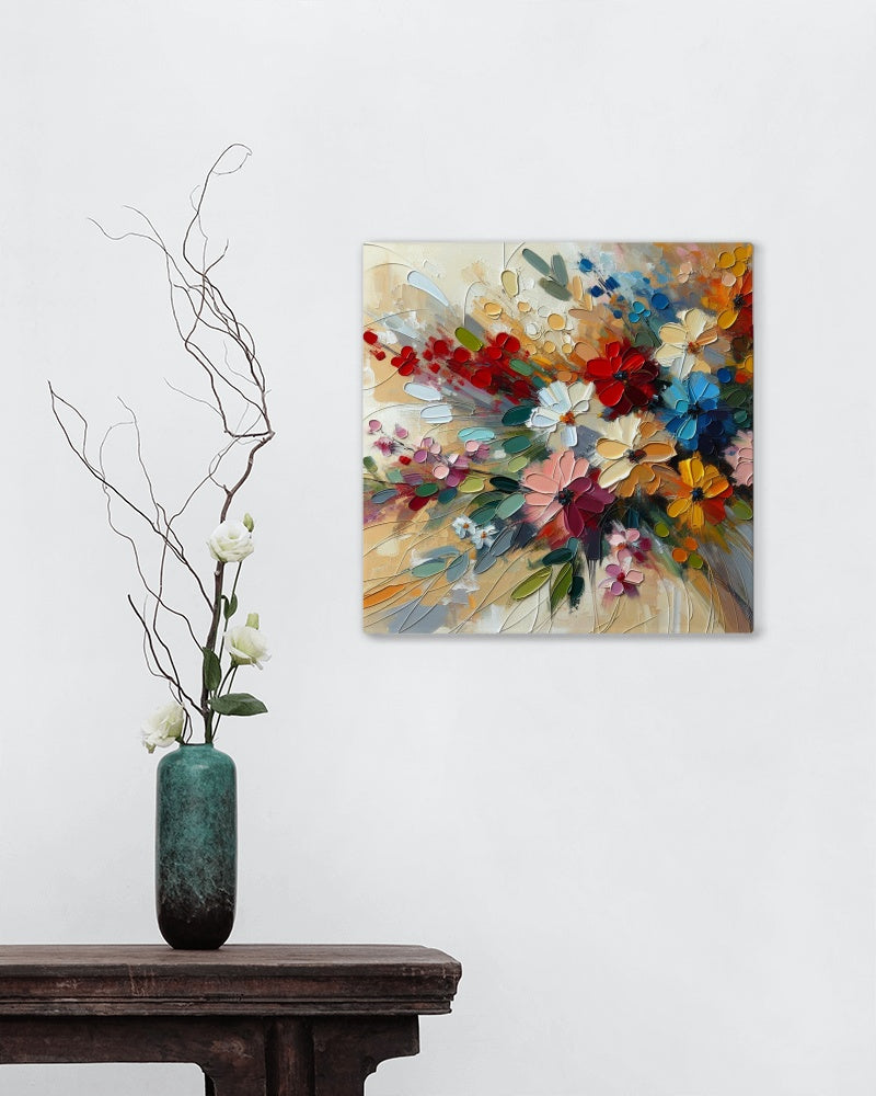 Vividus Floralis Oilpainting: Bright Spectrum Blossoms