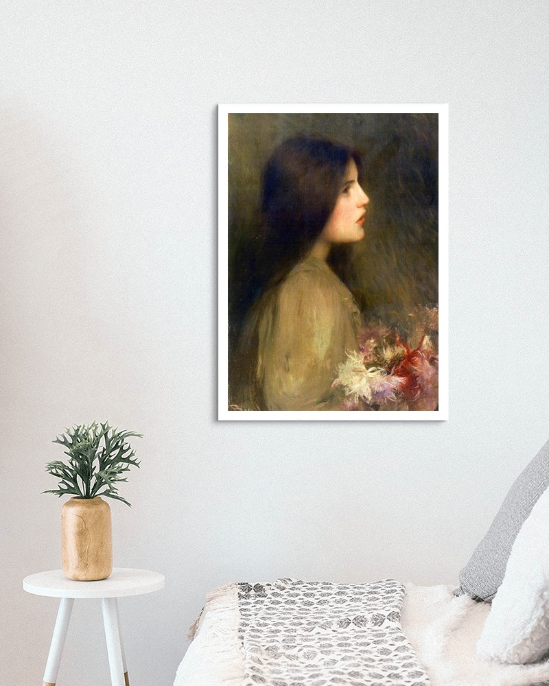 Girl with flowers by Joan Brull Art Nouveau (Modern) Art