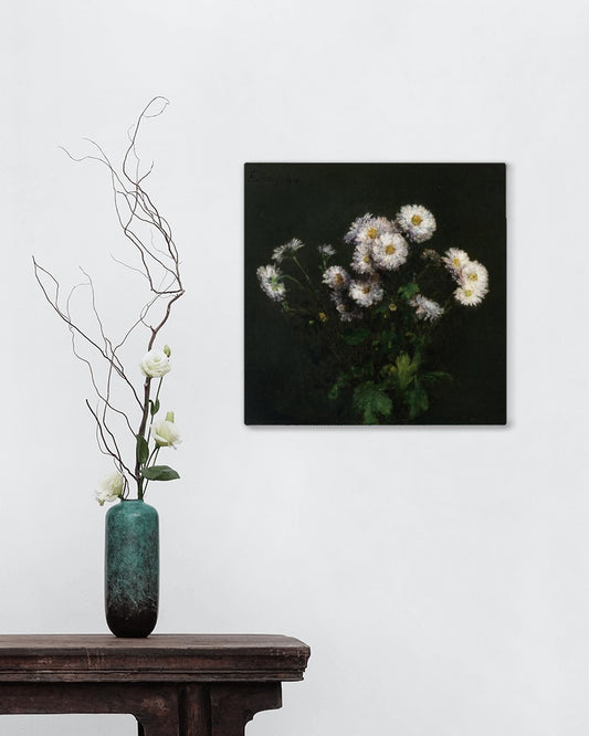 Bouquet of White Chrysanthemums by Henri Fantin-Latour Realism Art dated 1869