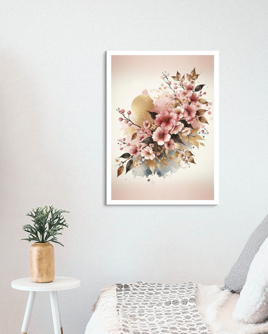 Aureate Sakura: Luxuriant Aurulent Japanese Watercolor Art