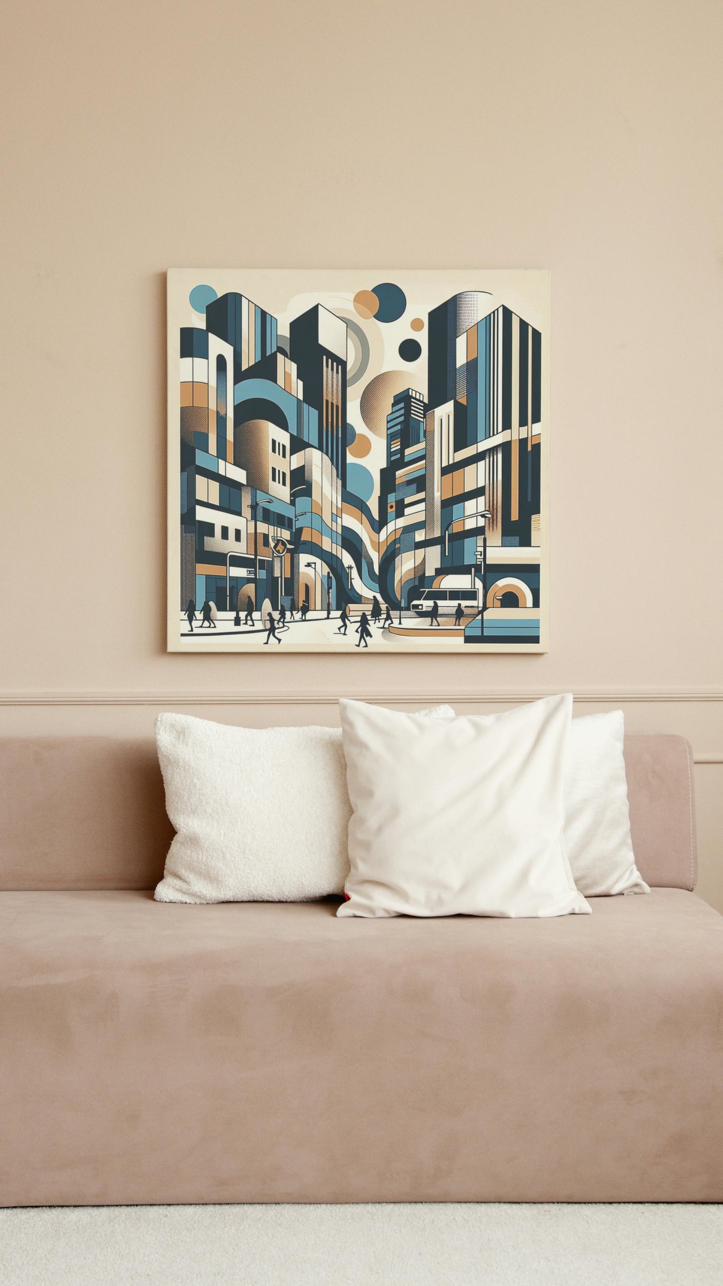 Vividus Astra Street Art: Modern Navy & Beige Palette with Citrine Accents