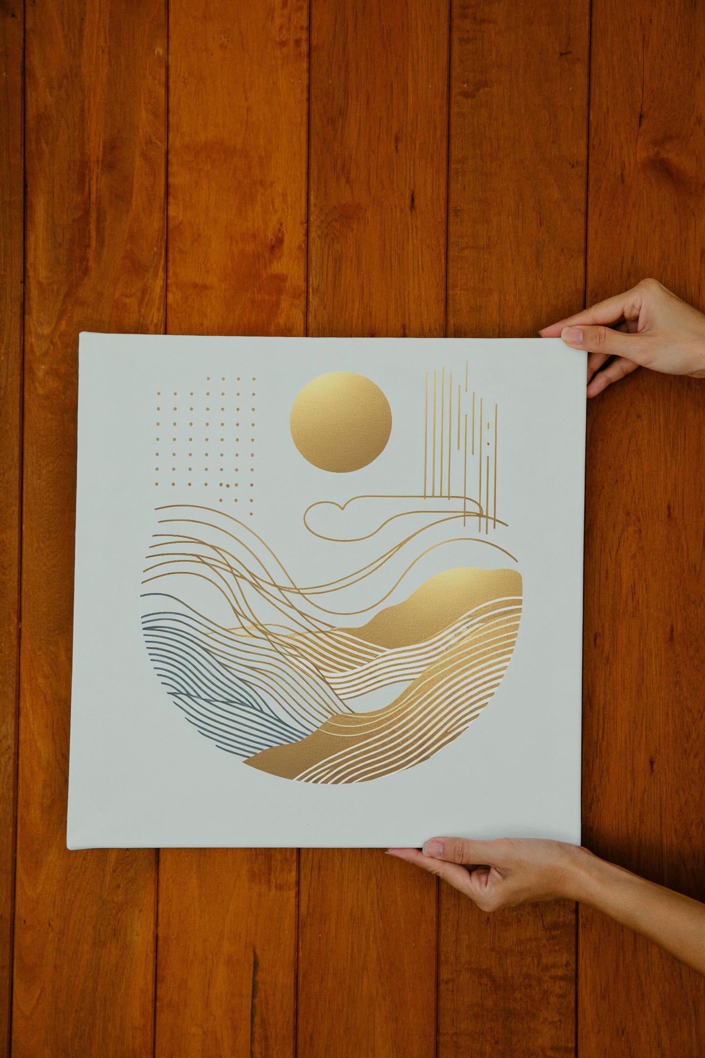 Golden Serenity: Minimalistic Modern Abstract Art