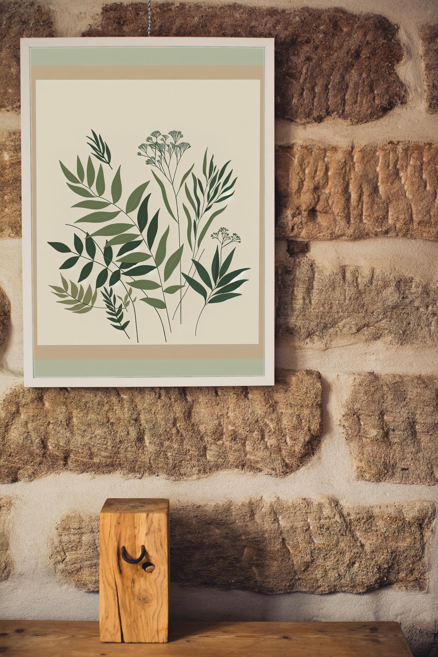 Serene Greens Botanical Art: Minimalistic and Modern Flora