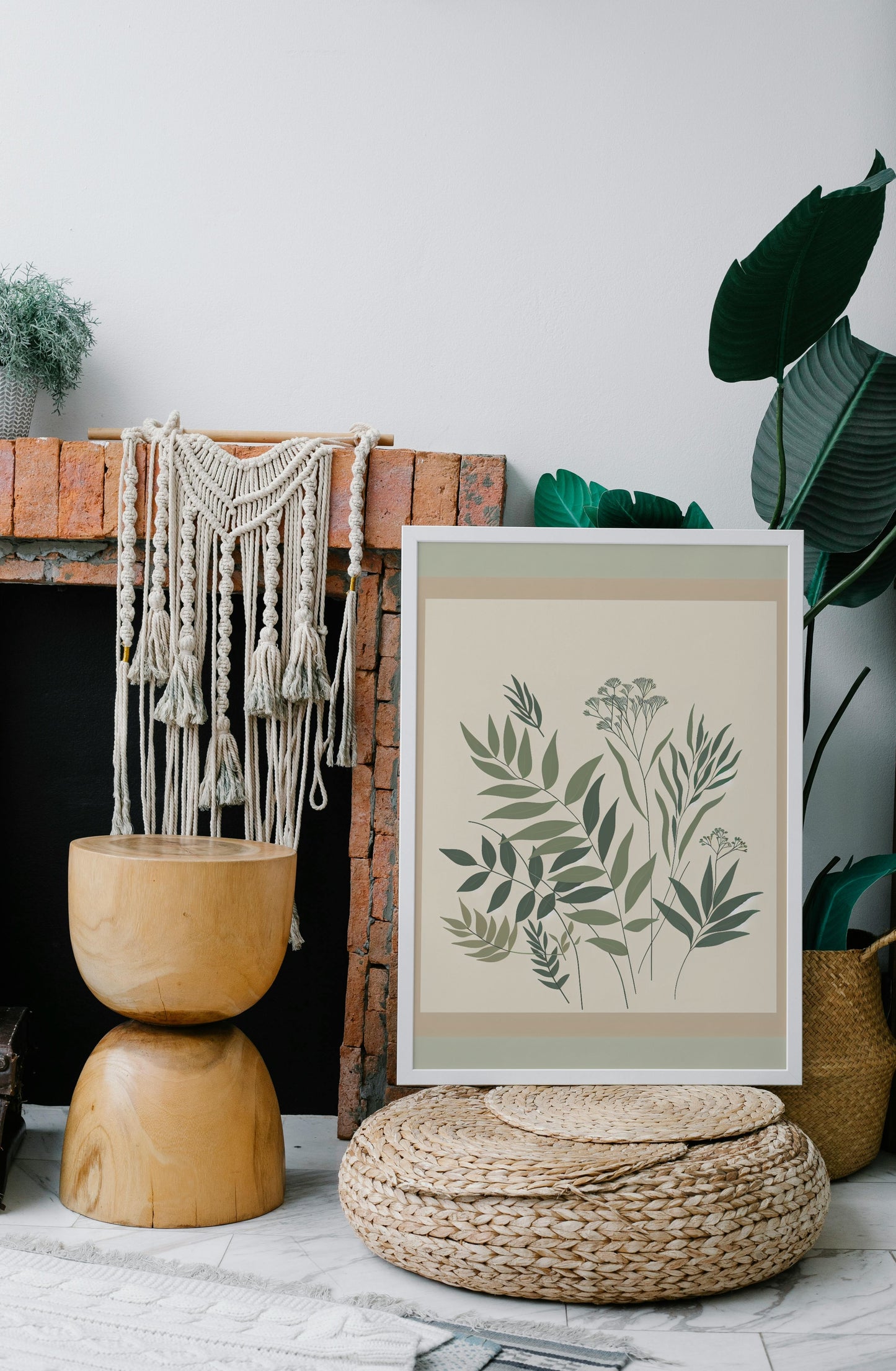 Serene Greens Botanical Art: Minimalistic and Modern Flora