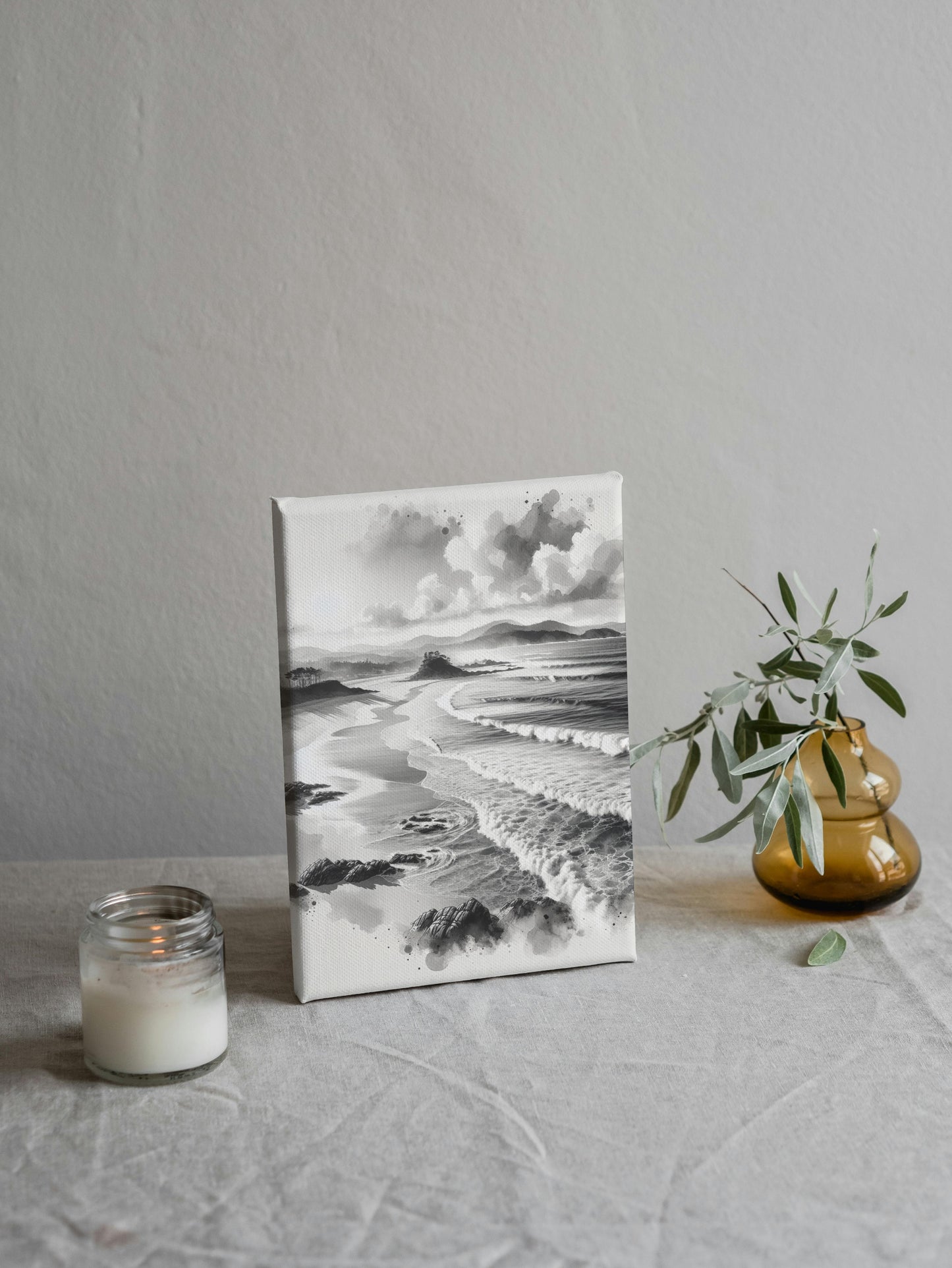 Monochroma Nirantara: Serene Achromatic Seascape