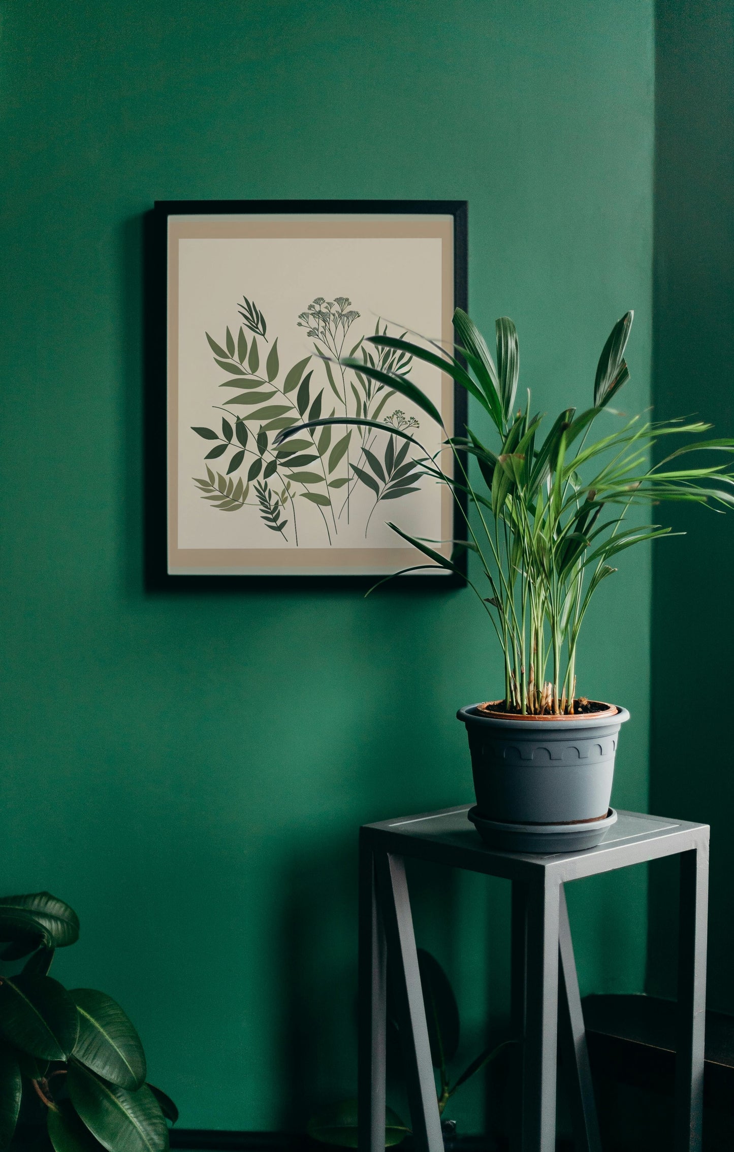 Serene Greens Botanical Art: Minimalistic and Modern Flora