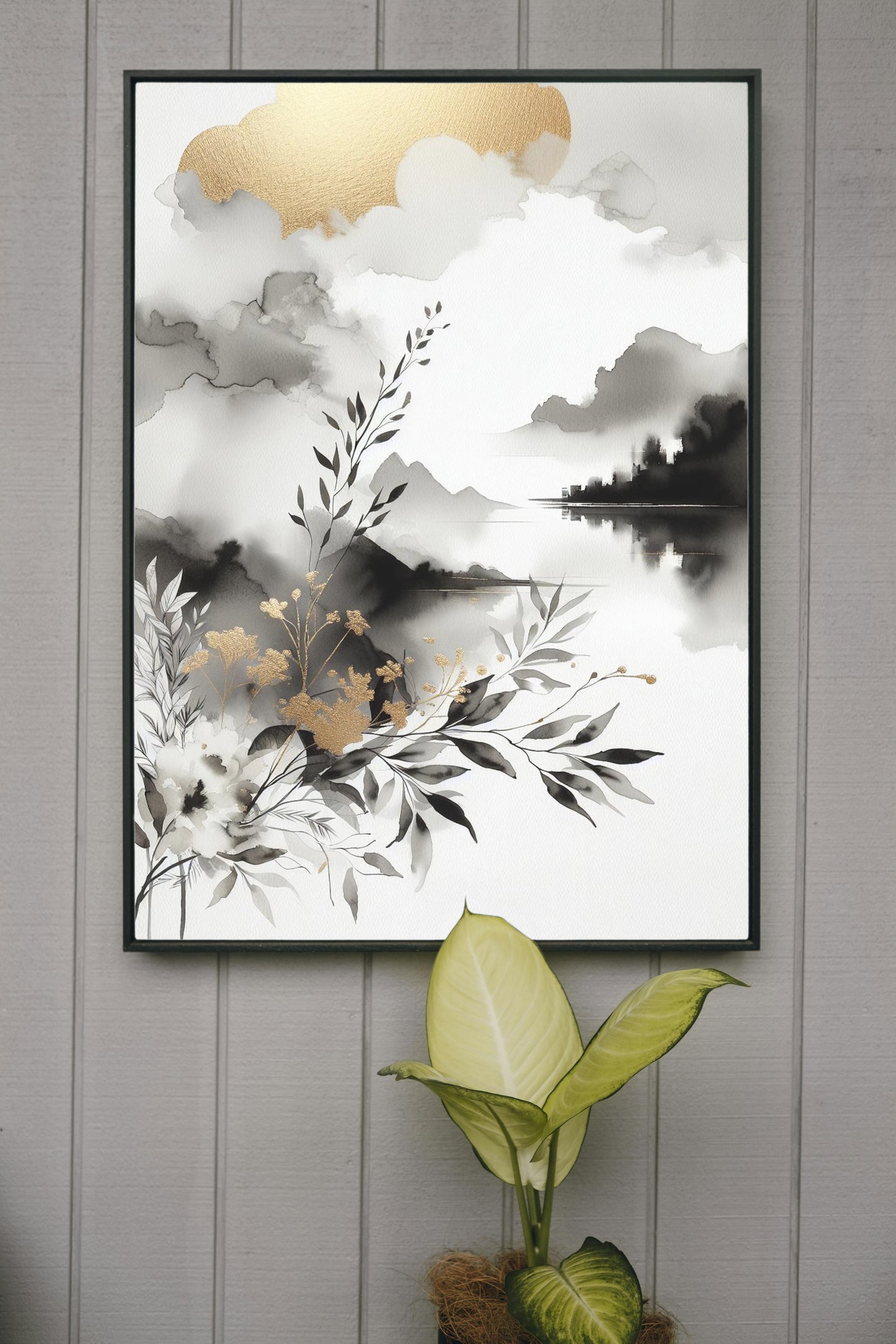 Aureum Nigrumque Elegans - Golden Black and White Opulent Artwork