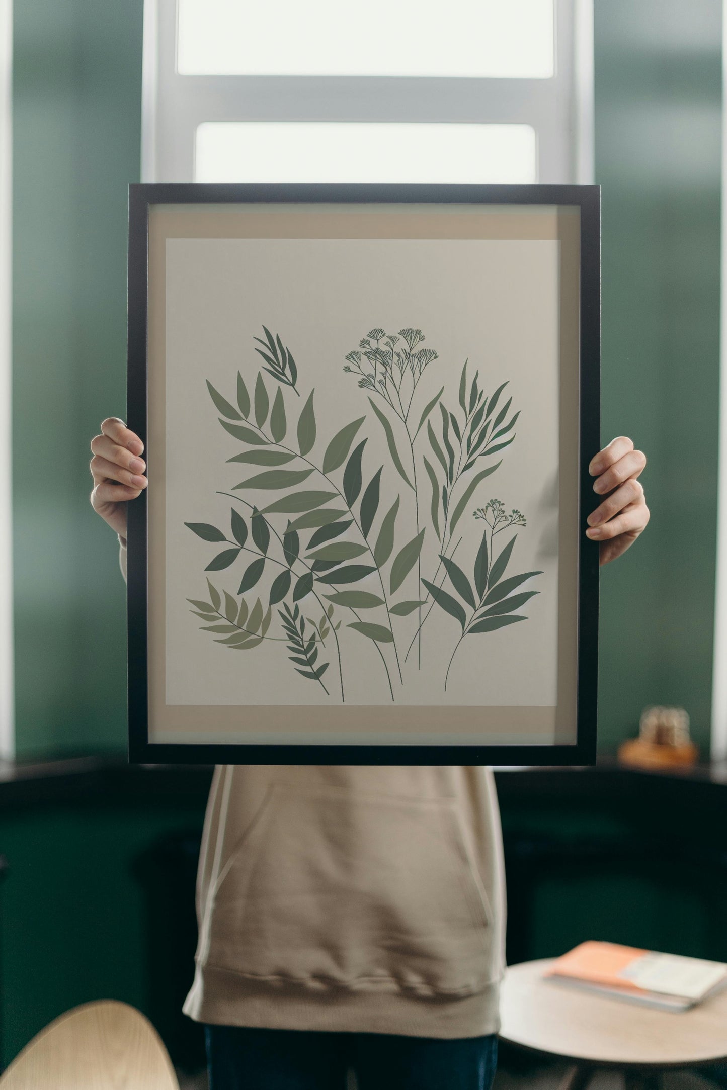 Serene Greens Botanical Art: Minimalistic and Modern Flora