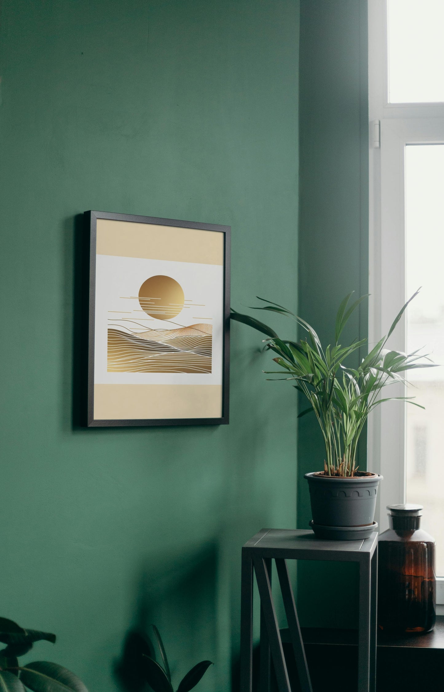 Golden Serenity: Minimalistic Modern Landscape Art