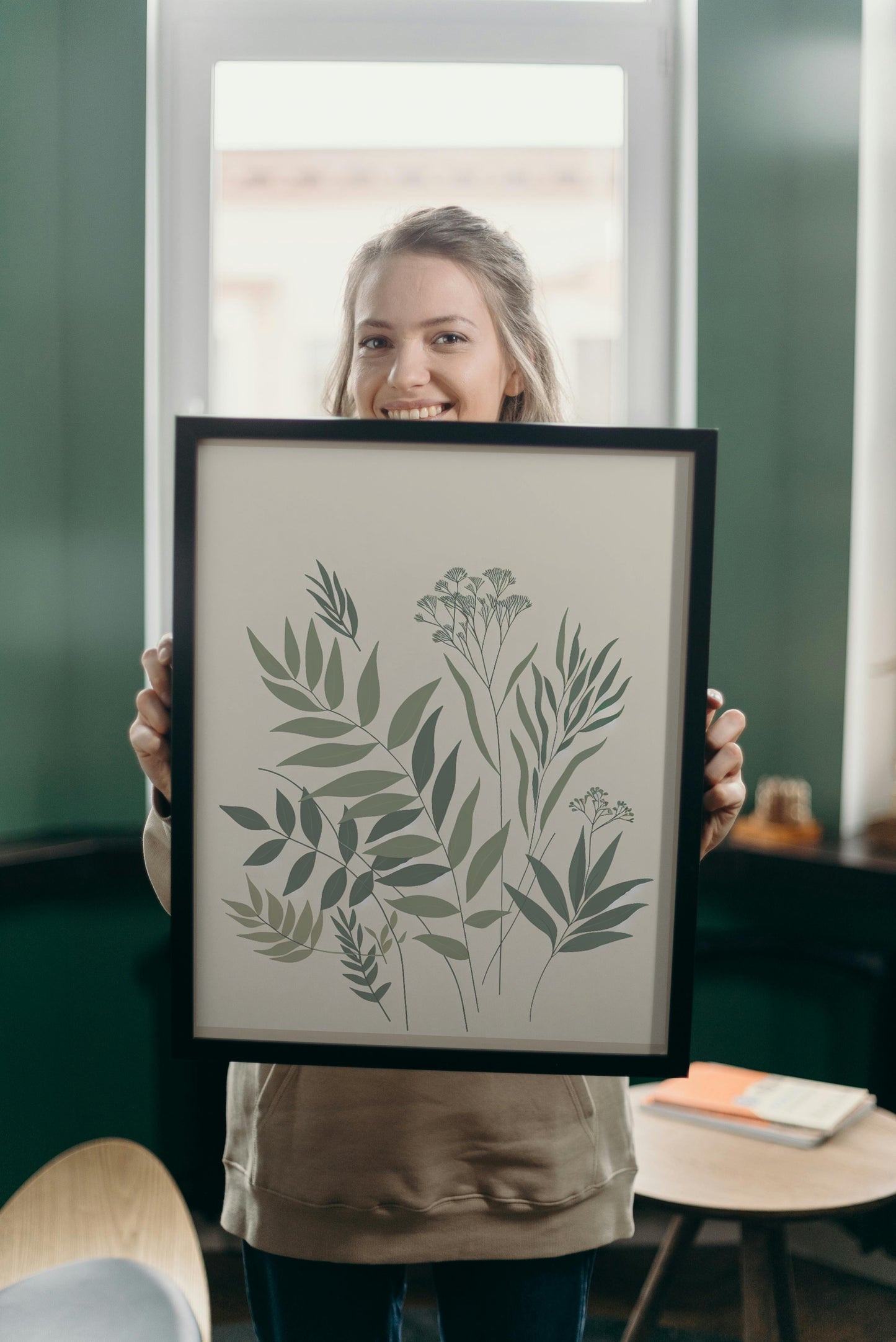 Serene Greens Botanical Art: Minimalistic and Modern Flora