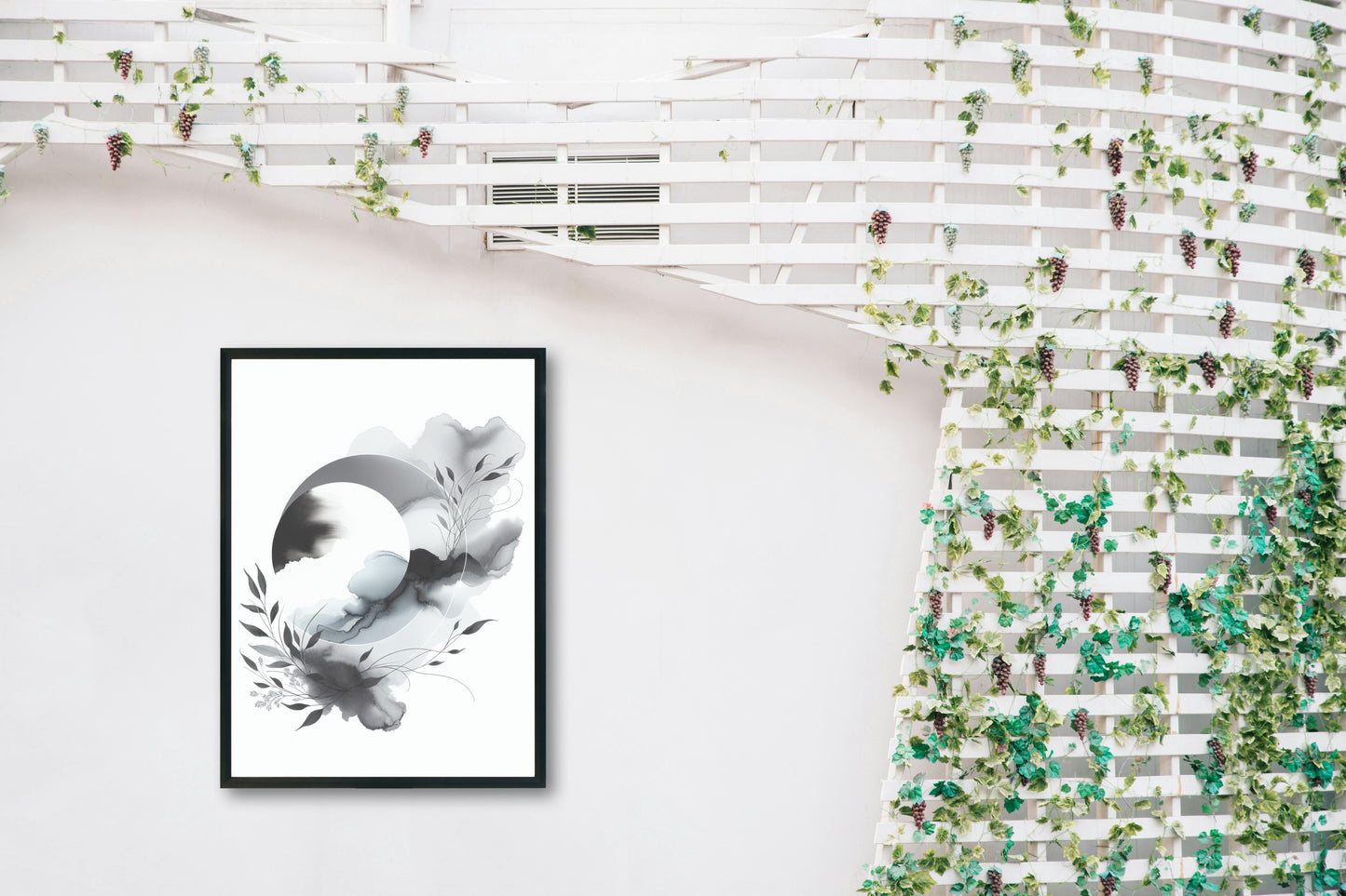 Achromatic Nirvanic Elegance: Modern Black and White Watercolor Art