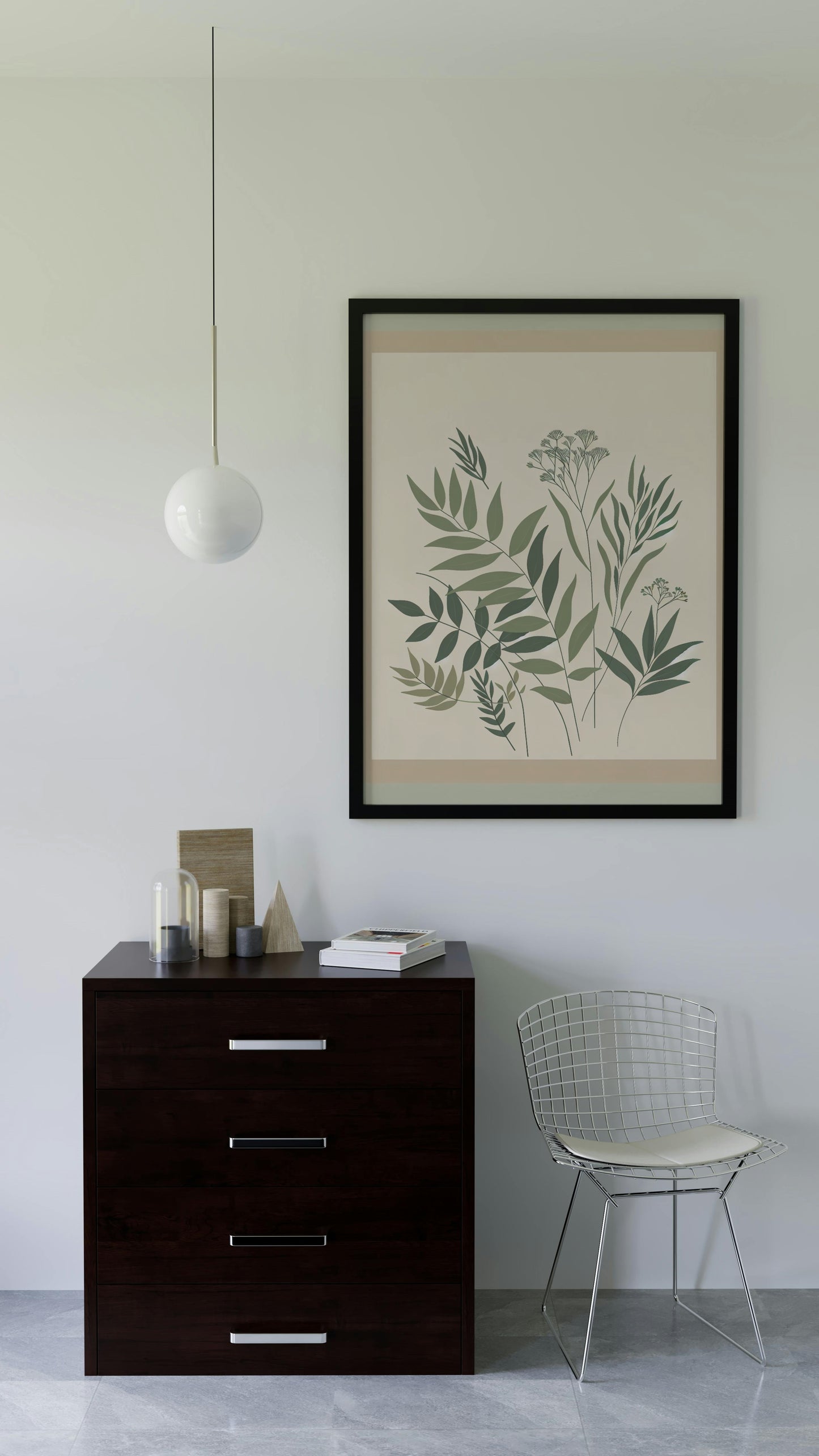 Serene Greens Botanical Art: Minimalistic and Modern Flora