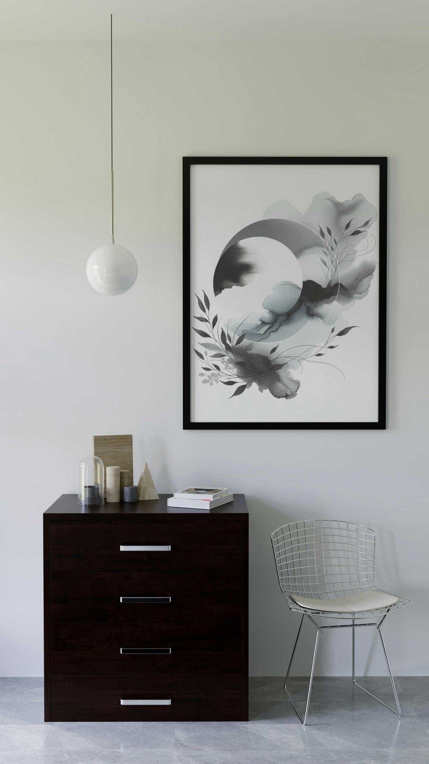 Achromatic Nirvanic Elegance: Modern Black and White Watercolor Art