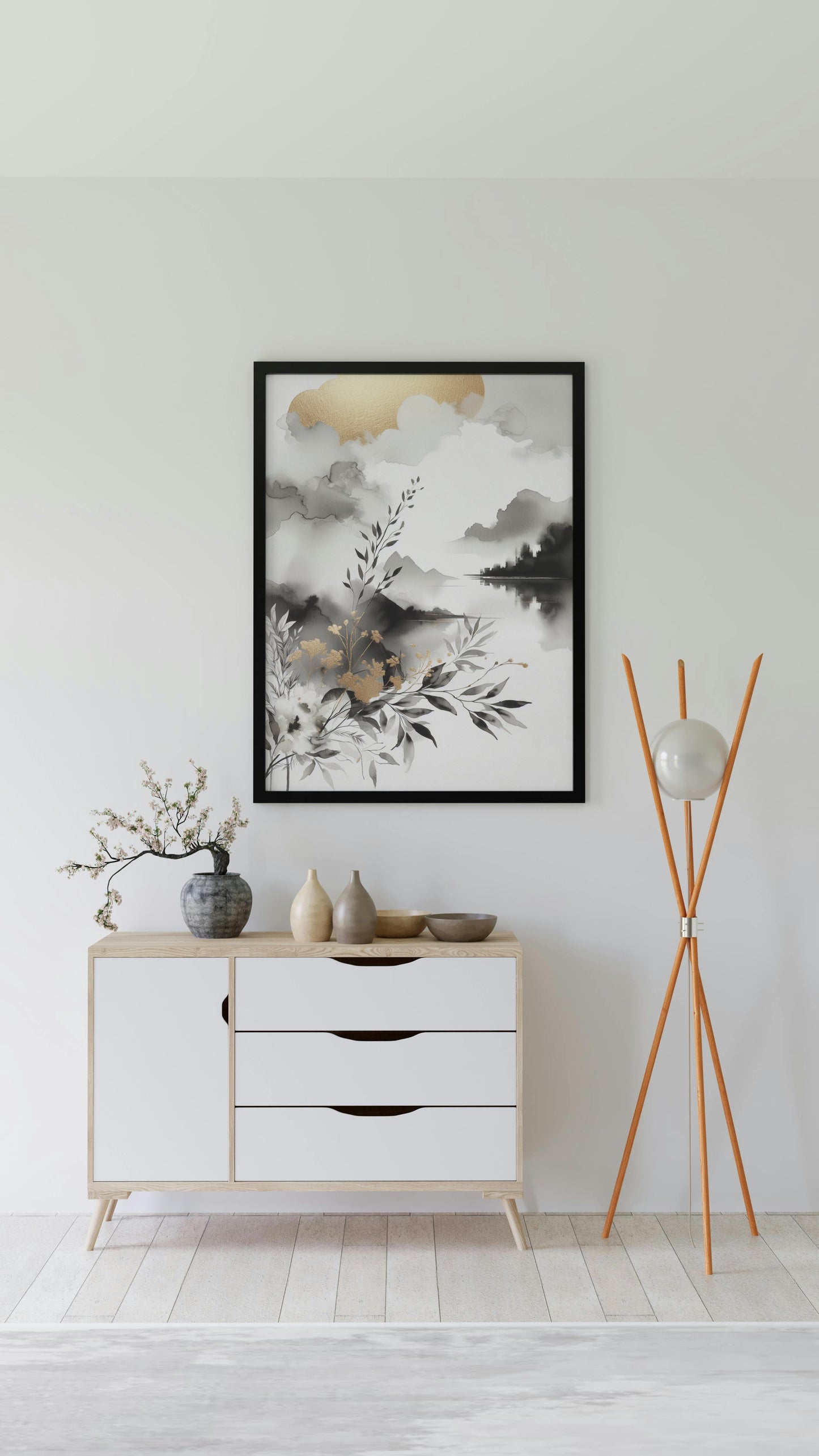 Aureum Nigrumque Elegans - Golden Black and White Opulent Artwork