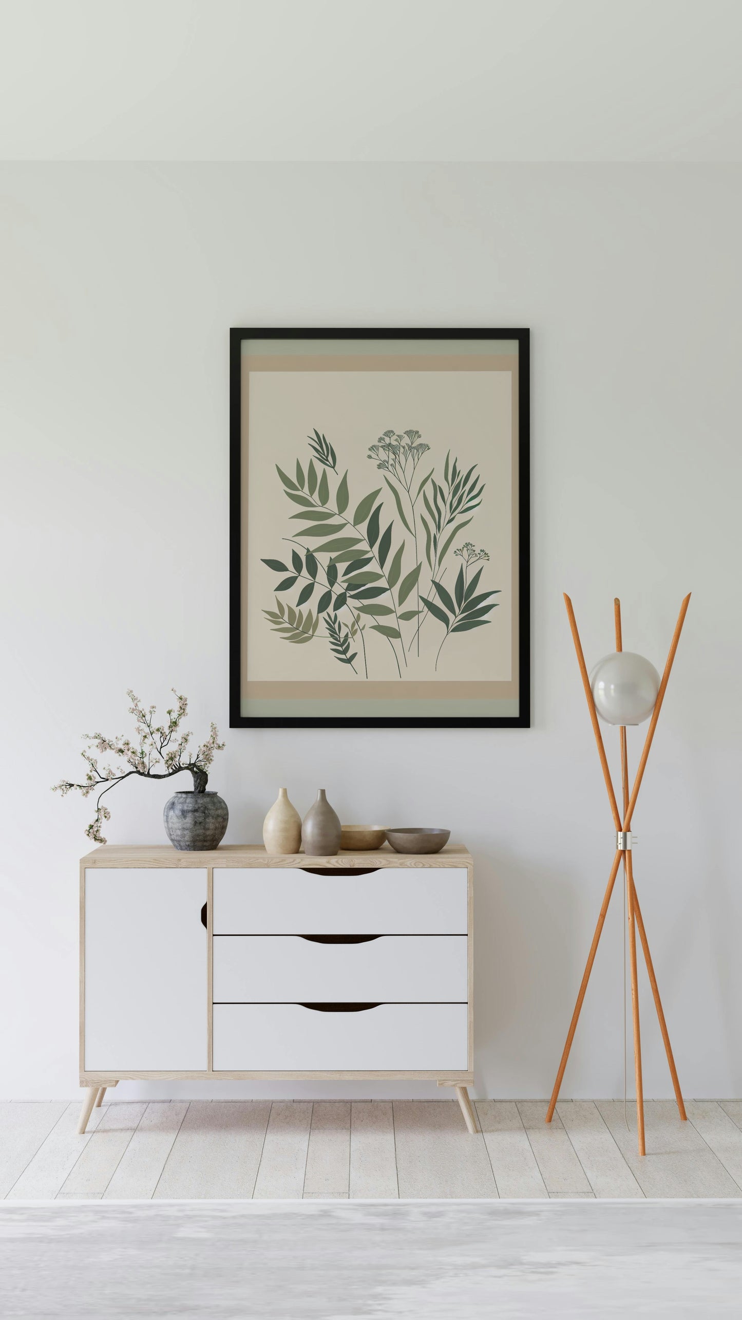 Serene Greens Botanical Art: Minimalistic and Modern Flora