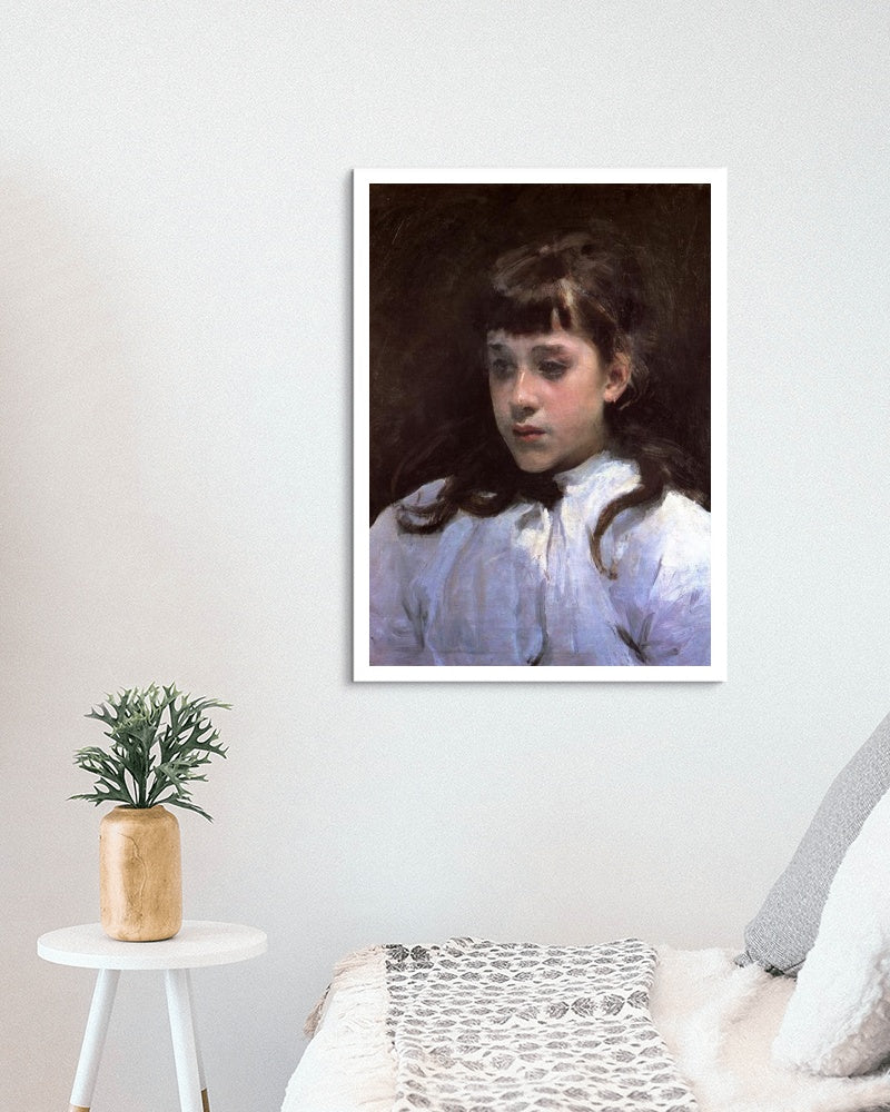 Young Girl Wearing a White Muslin Blouse by John Singer Sargent Realism Art dated 1885