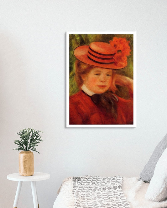 Young Girl in a Red Hat by Pierre-Auguste Renoir Impressionism Art dated 1899