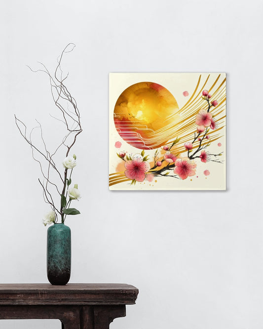 Radiant Surya-Lucidum Blossom: Japanese Watercolor Art