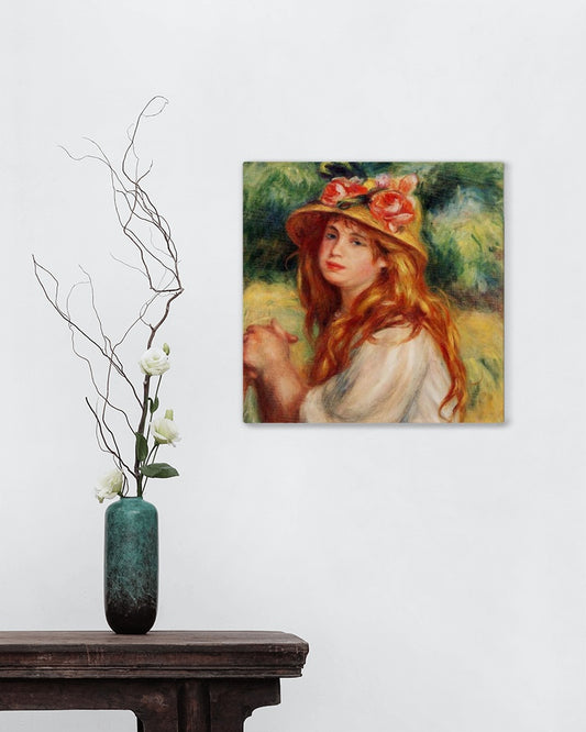 Blond in a Straw Hat(Seated Girl) by Pierre-Auguste Renoir Impressionism Art