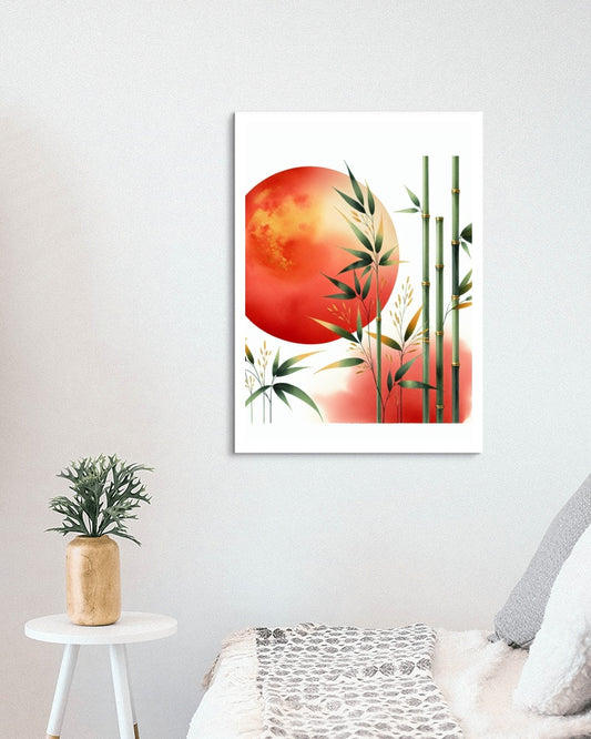 Luminiscent Prajna Japanese Art: Vibrant Surya Bamboo Vista