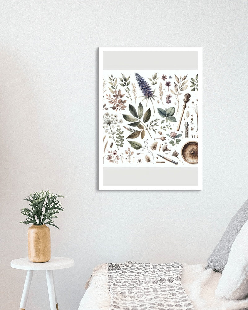 Verdantia Serenus Botanical Art: Modern Watercolor Illustration of Organic Flora