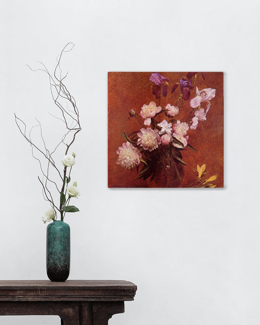 Bouquet of Peonies and Iris by Henri Fantin-Latour Realism Art dated 1884