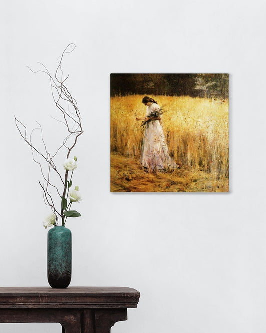 Young girl in wheat field by Eliseu Visconti Impressionism Art dated 1916