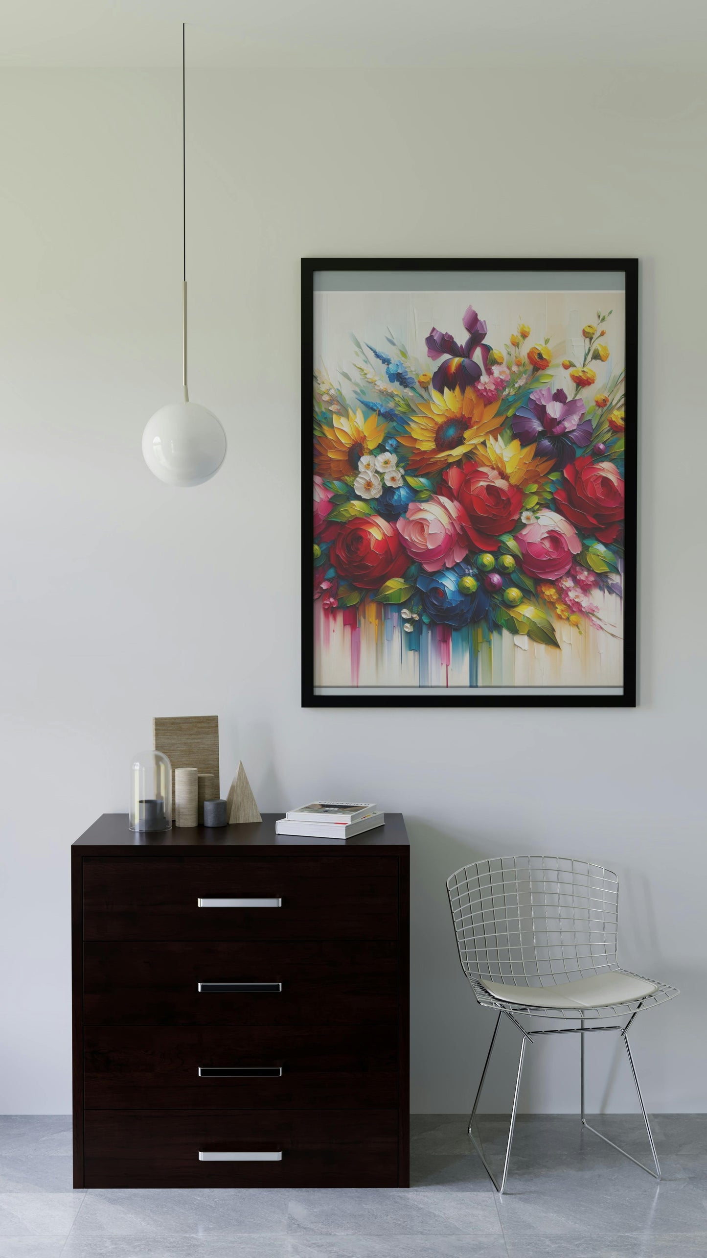 Vibrant Amara Blossomus: Modern Floral Oil Painting