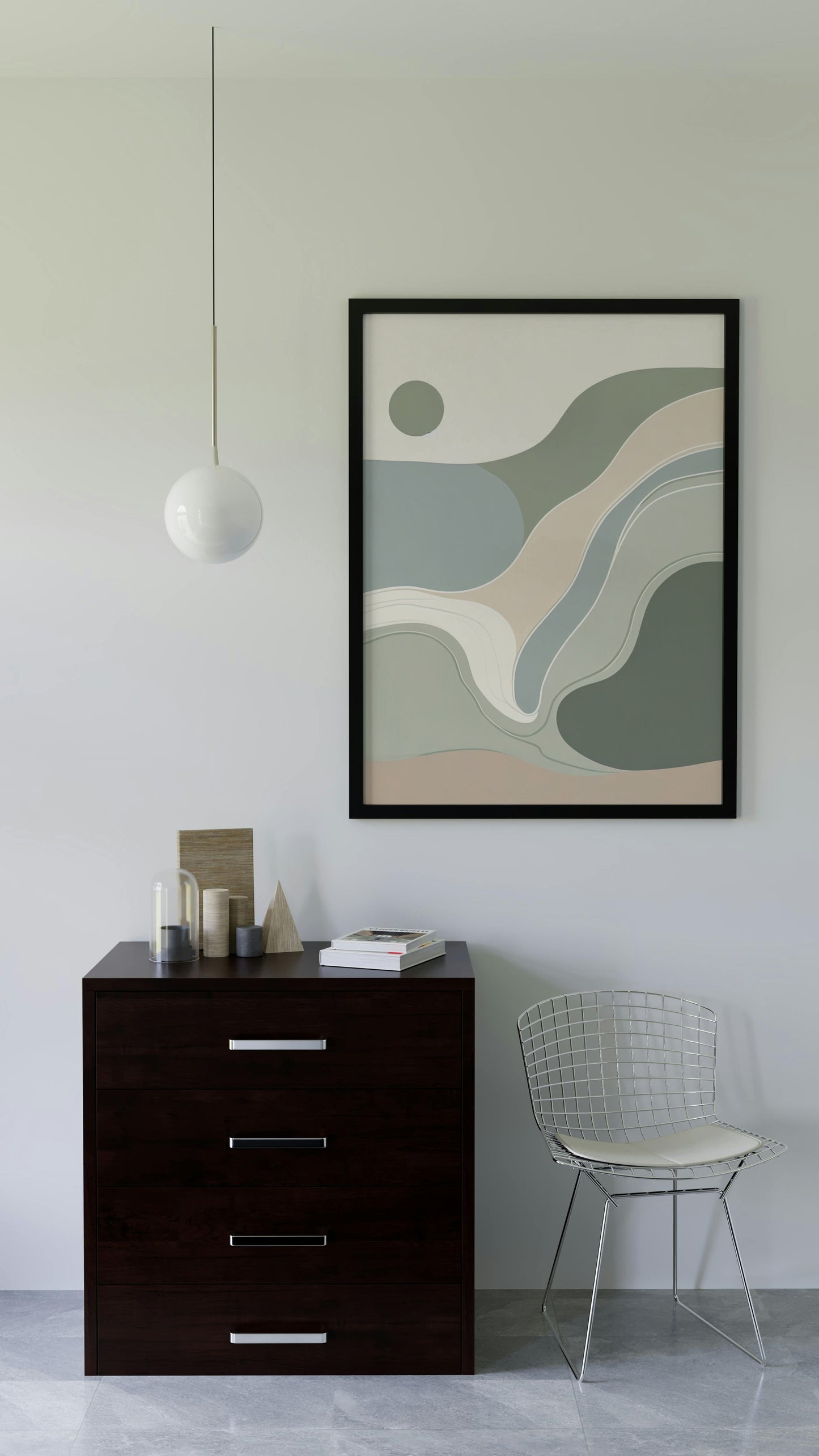 Aetheris Serenus Abstractus: Sublime Sage and Off-White Artwork