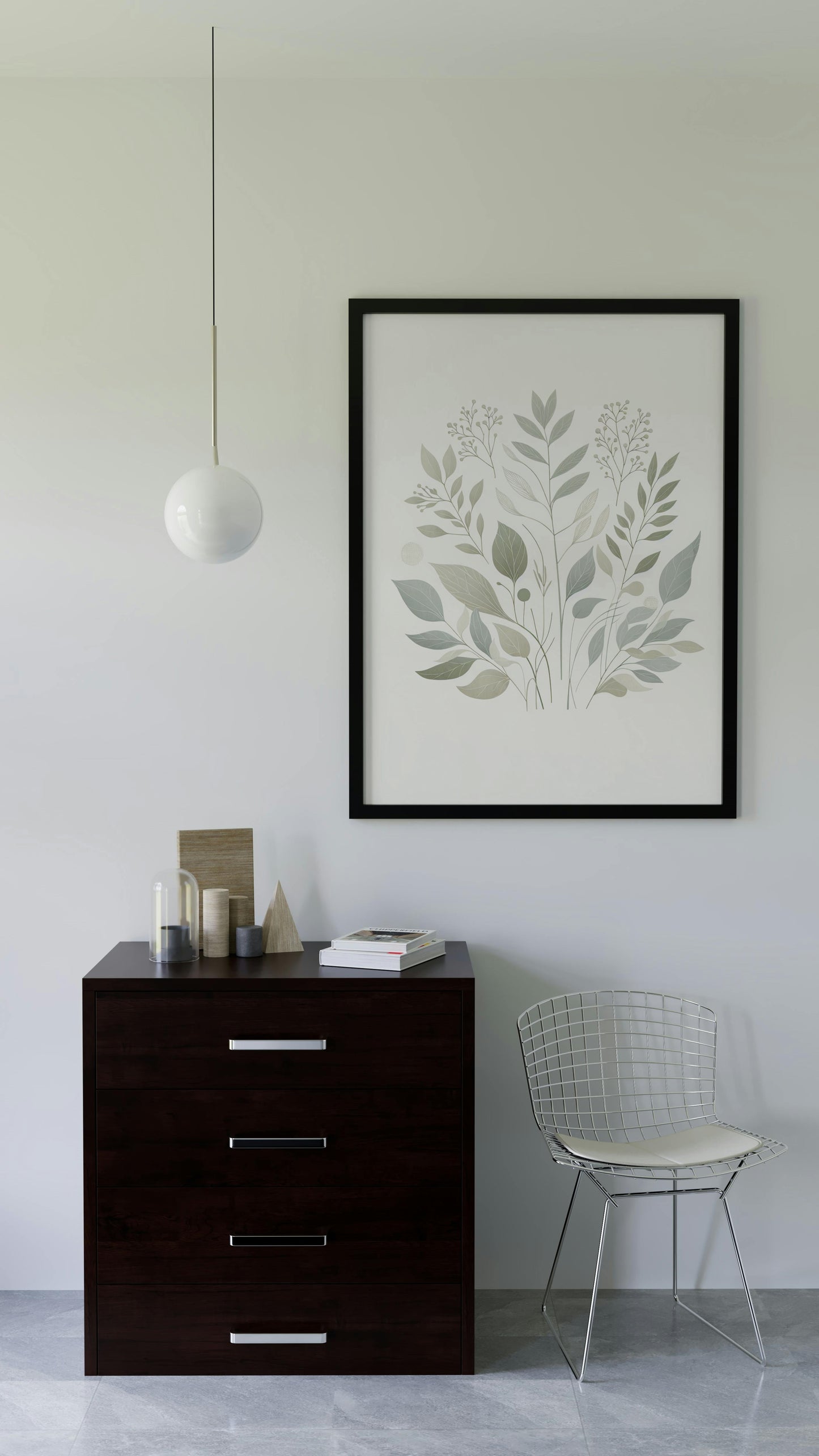 Verdant Aarunya Botanical Art: Modern Watercolor Sage and Off-White Organic Elements