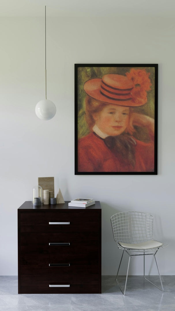 Young Girl in a Red Hat by Pierre-Auguste Renoir Impressionism Art dated 1899