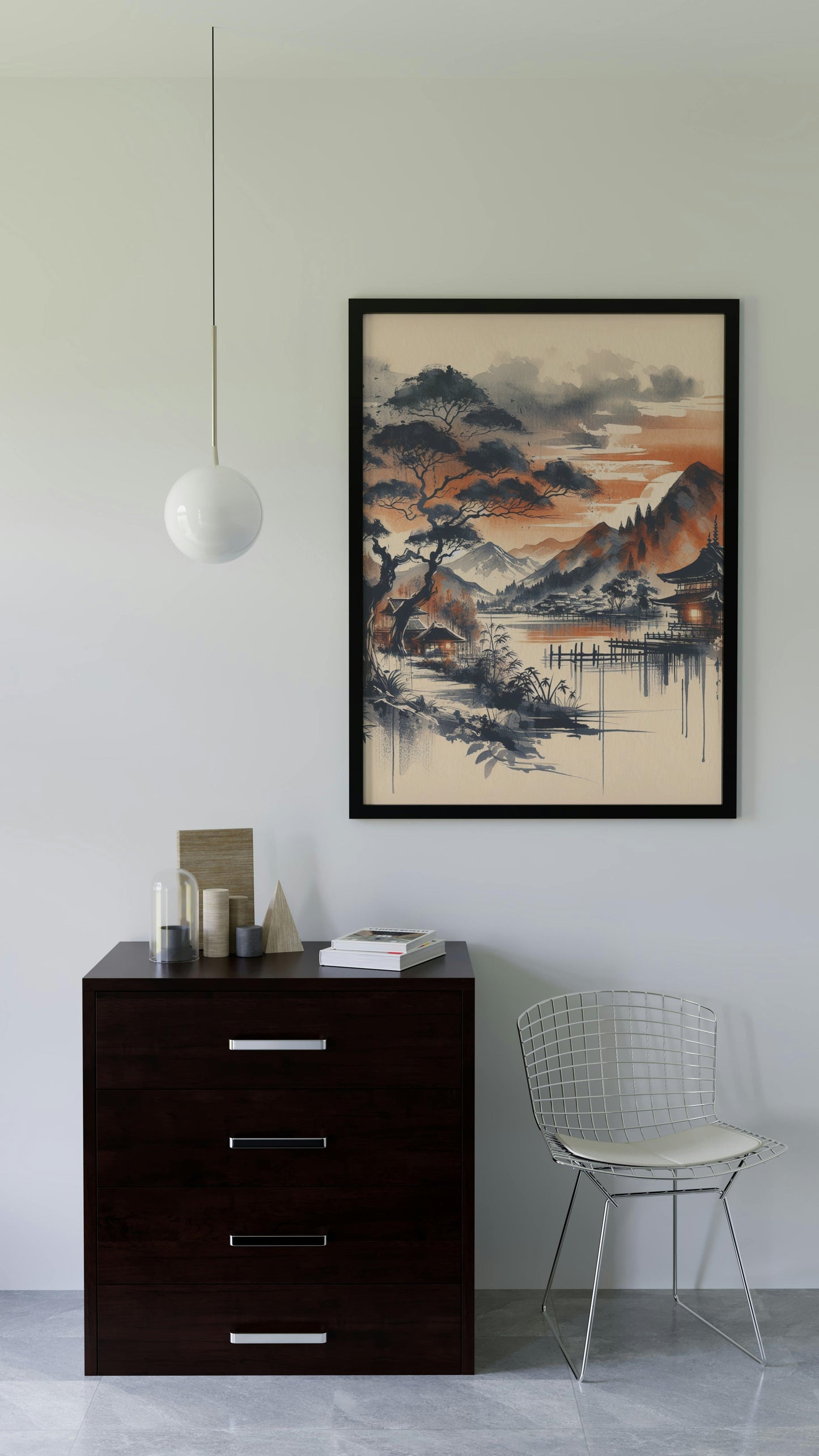 Aurantiaco Nigrum Elysium - Modern Japanese Watercolor Art