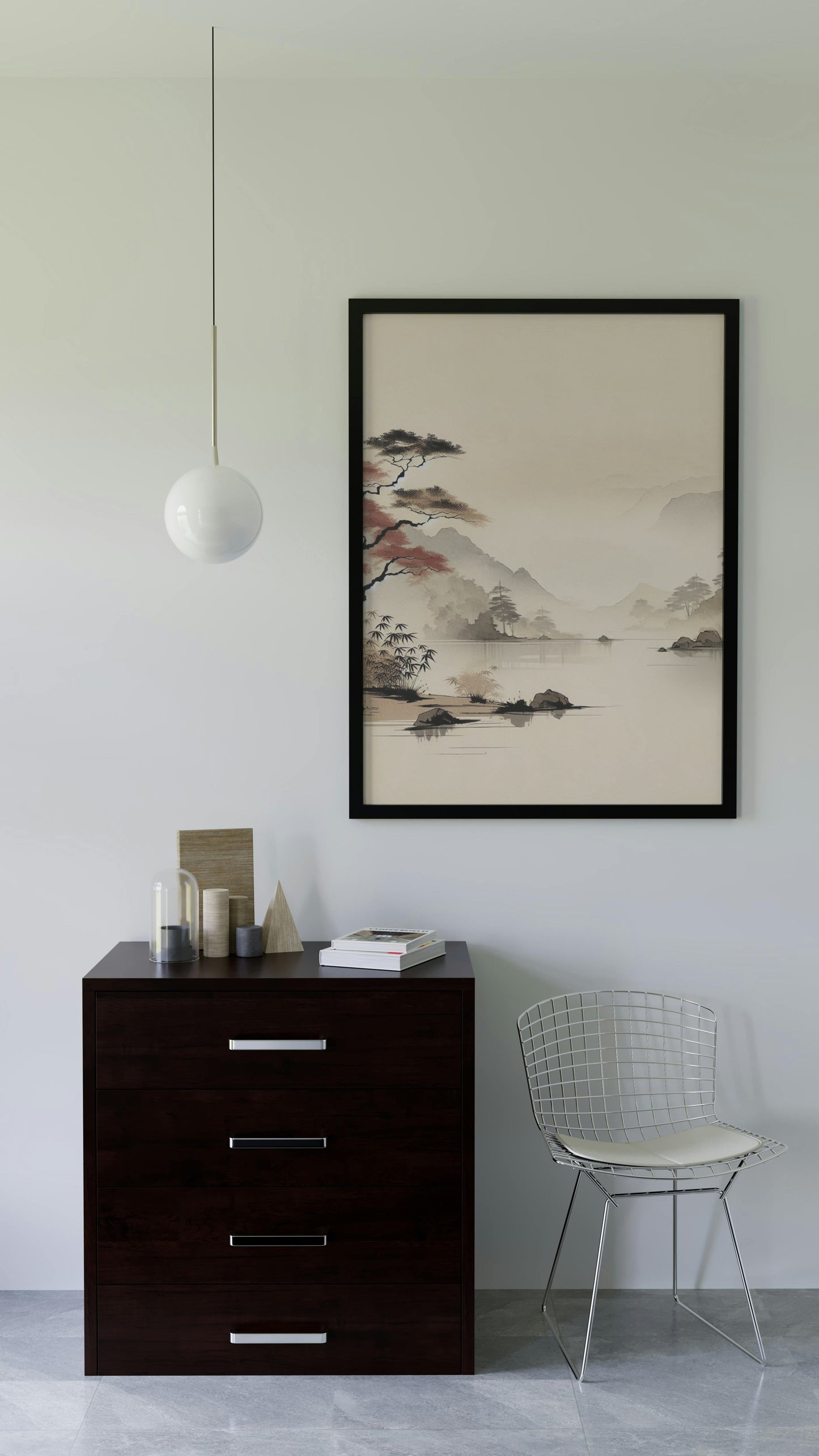 Auroralis Vaporo Nihon: Serene Modern Japanese Watercolor