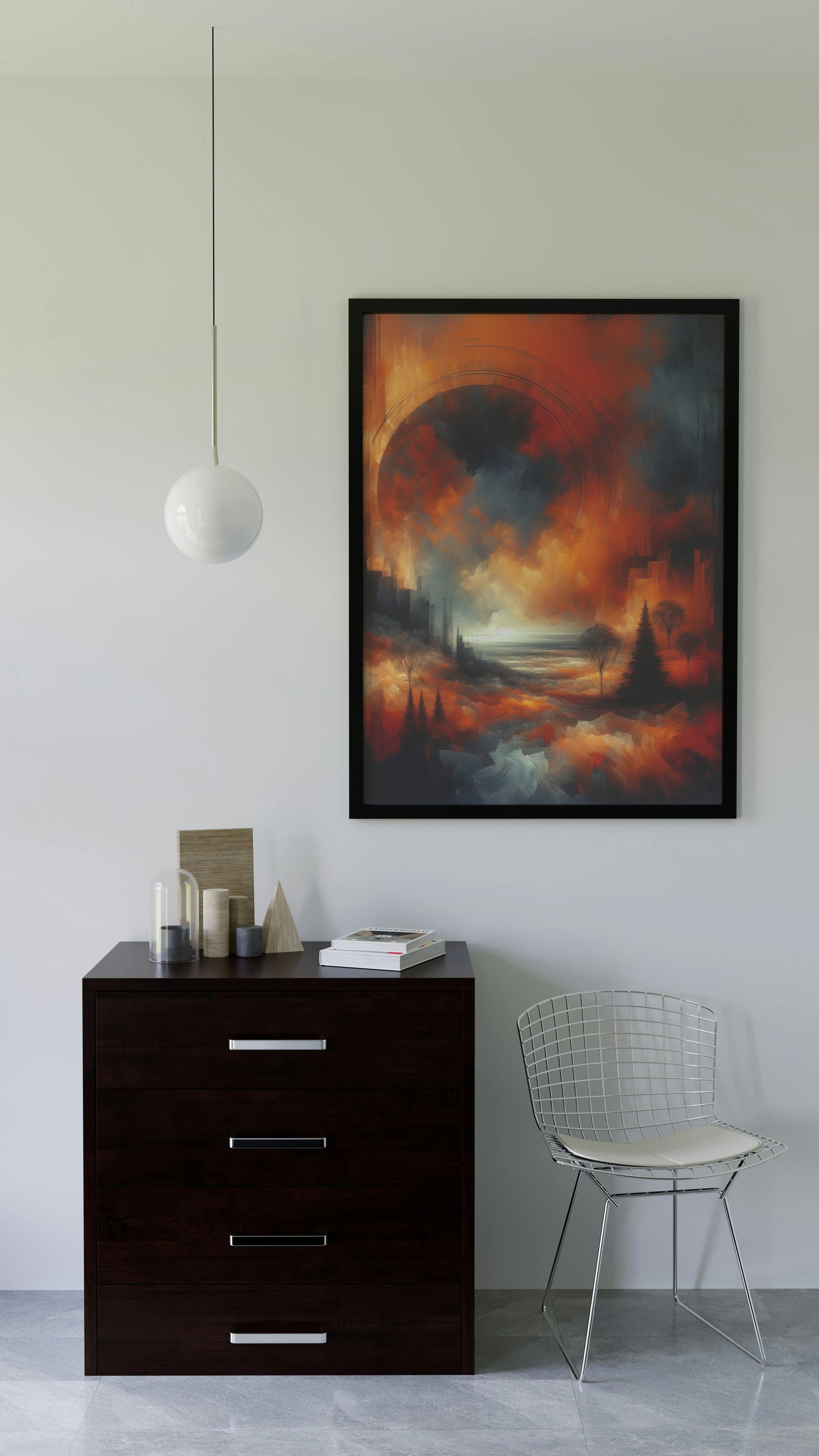 Aurantiaco Crepusculum: Enigmatic and Mystical Landscape Oil Painting