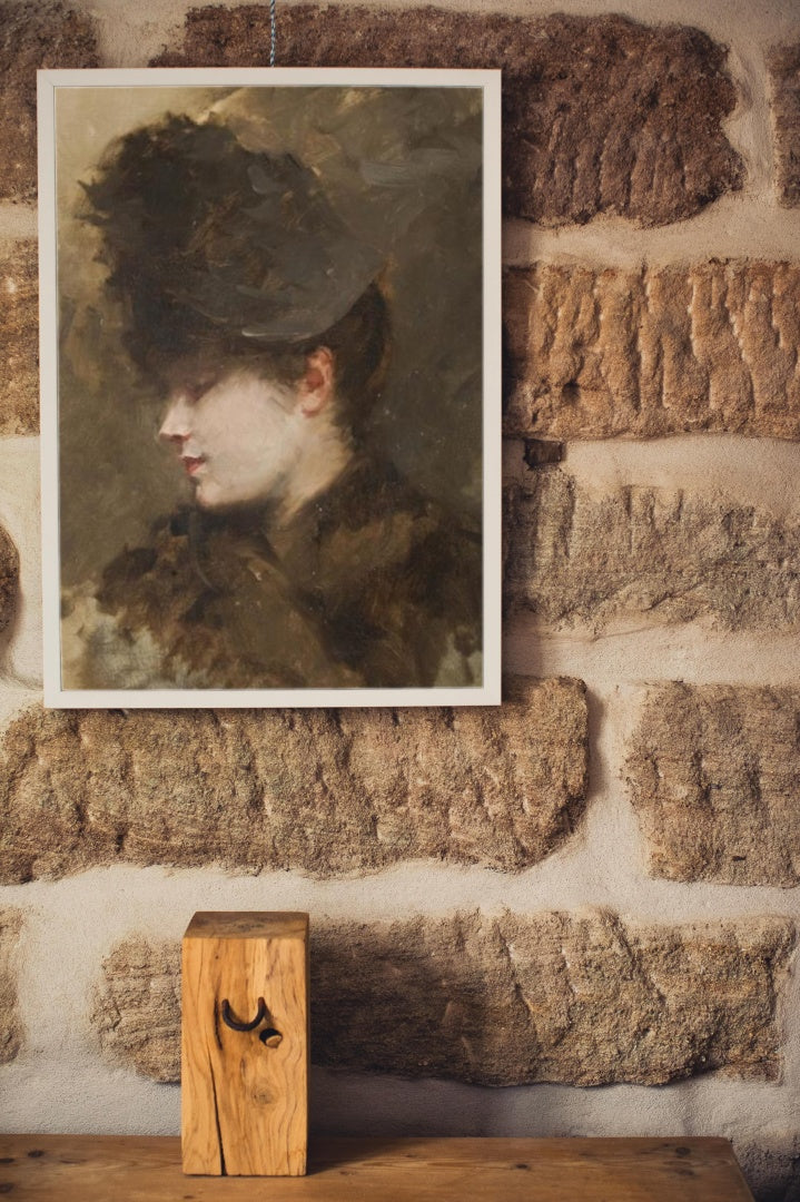 Female head in profile with a small hat by Giuseppe De Nittis Impressionism Art dated 1883